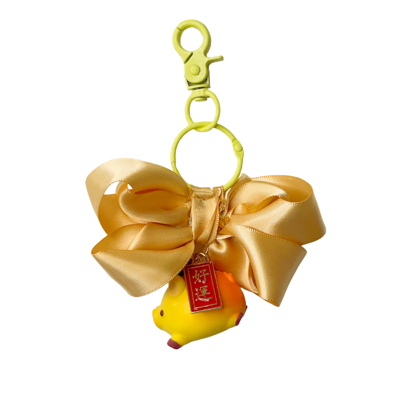 Fruit Pig Figurine Blind Box – Handmade Bow Keychain Charm | Customizable Accessory