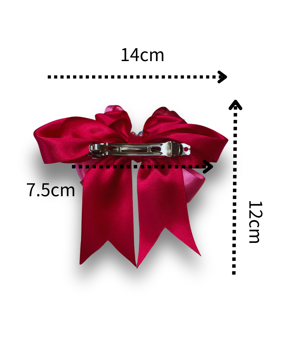 Triple-Layer Pink Bow Hair Clip – Soft Gradient Hues with Iridescent Pearl Details