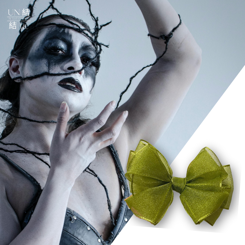 Customizable Handmade Double-Layer Green Sheer Bow