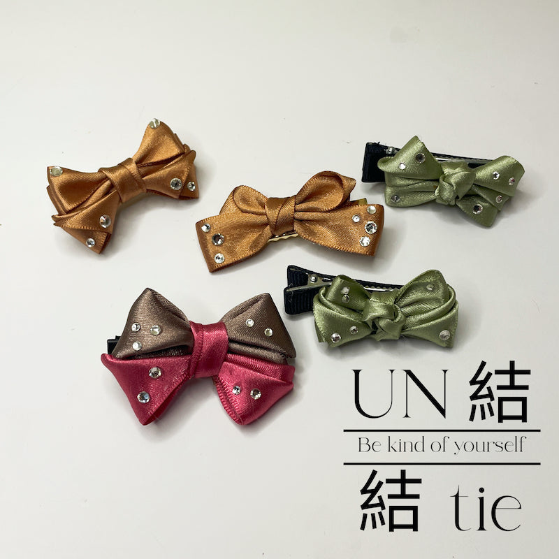 Mini Satin Handmade Bow Hair Clips with Alligator Clips – Set of Two