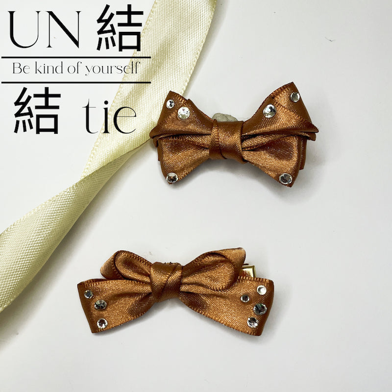 Mini Satin Handmade Bow Hair Clips with Alligator Clips – Set of Two