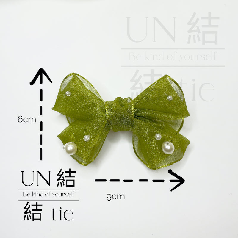 Handmade Sheer Bow Alligator Clip with Pearl Accents – Pearl Series