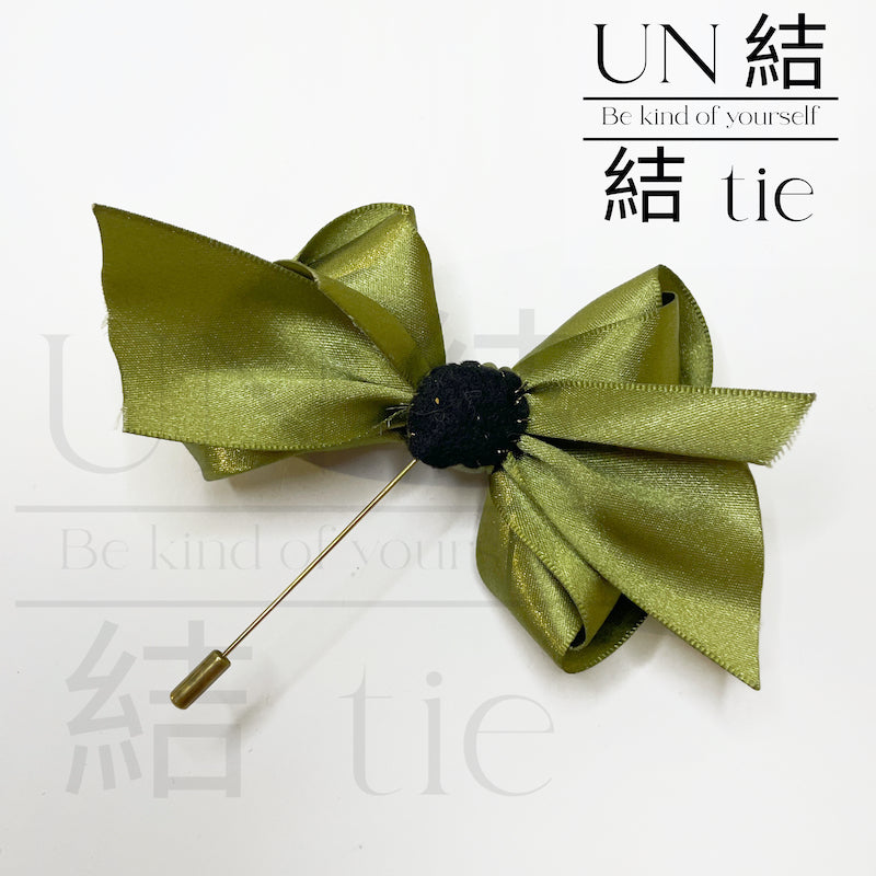 "Brooch/Pin" Handmade Dark Green Satin Pearl Bow Pin | Available in 3 Colors