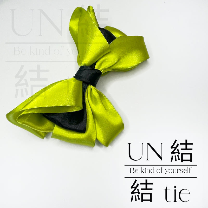 Handmade Folded Cat Ear Bow Snap Clip – Black and Neon Yellow (Avant-Garde Bold Style)