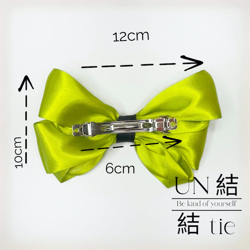 Handmade Folded Cat Ear Bow Snap Clip – Black and Neon Yellow (Avant-Garde Bold Style)