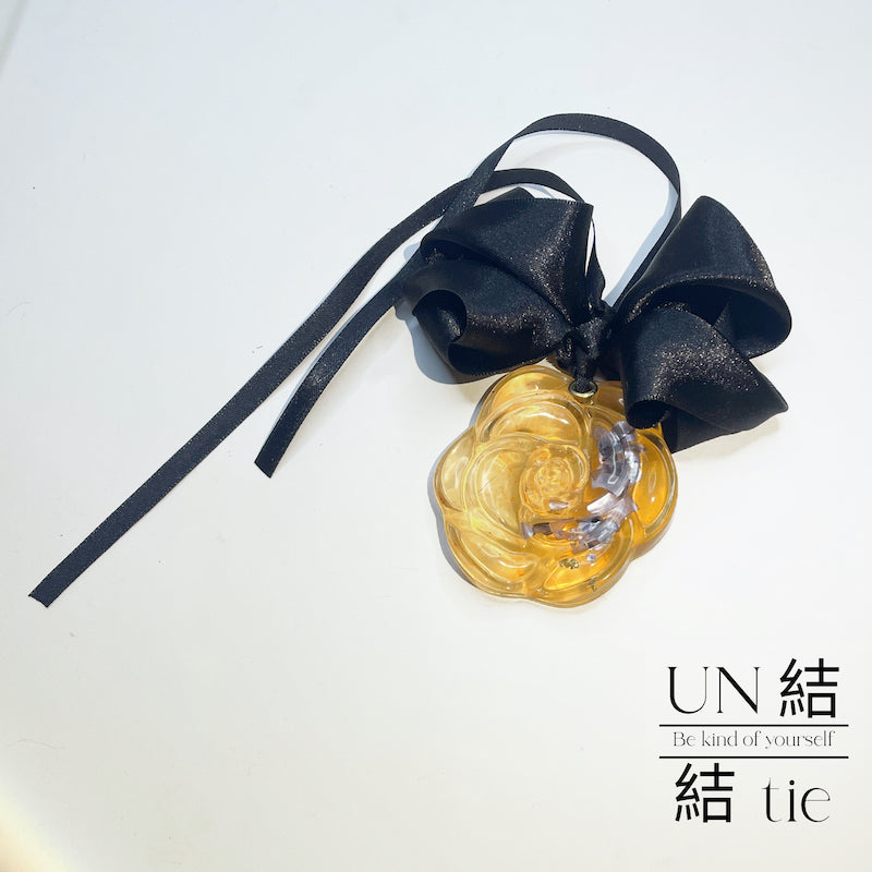 "Charm" Handmade Black Mica Rose Bow Ornament