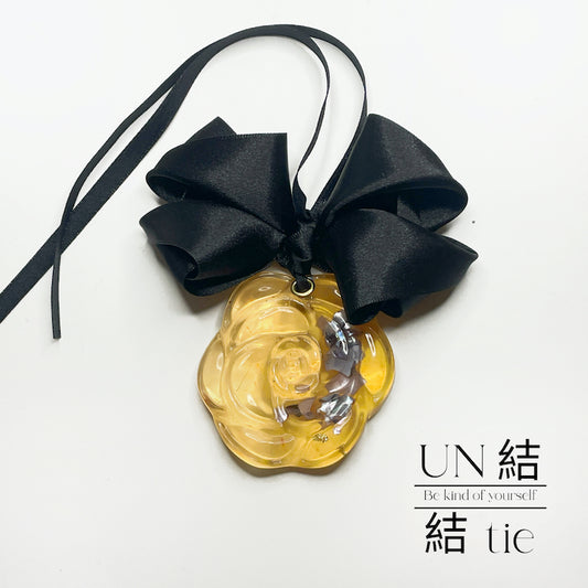 "Charm" Handmade Black Mica Rose Bow Ornament