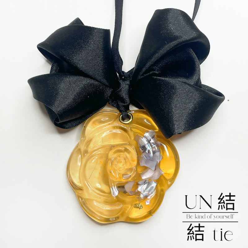 "Charm" Handmade Black Mica Rose Bow Ornament