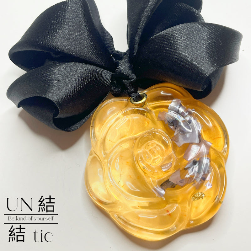 "Charm" Handmade Black Mica Rose Bow Ornament