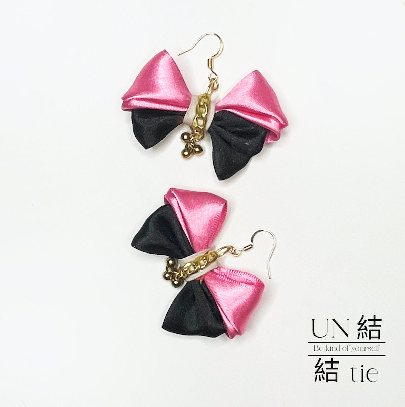 "Earrings" Handmade Cat Ear Pink Bow Earrings | Delicate Gold Earrings5