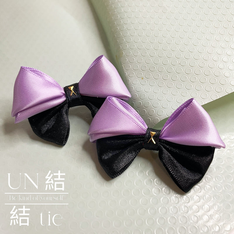 『耳环』手工紫色猫耳耳钉 猫耳耳环 紫色蝴蝶结耳环