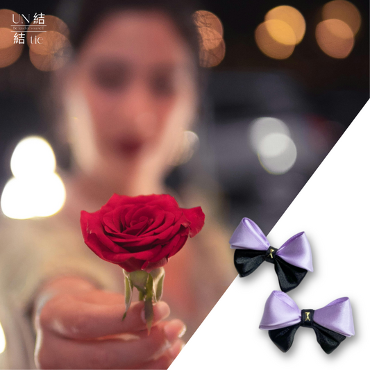 Handmade Purple Cat Ear Stud Earrings – Playful Elegance with a Bow Twist