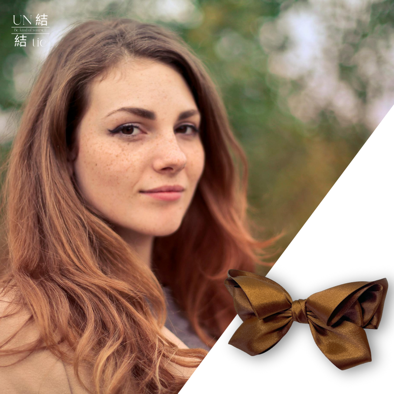 Customizable Handmade Mocha Folded Satin Bow