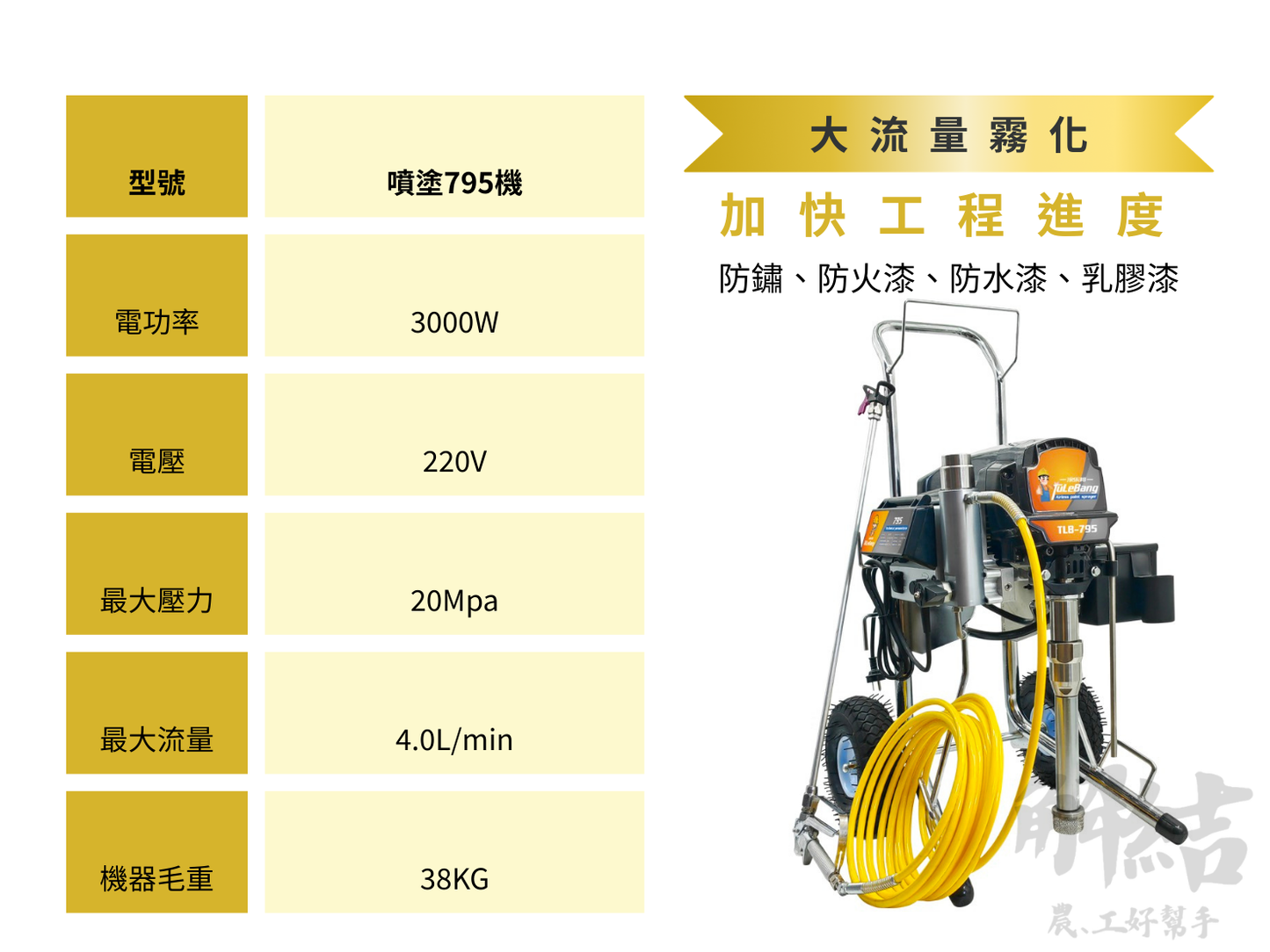 免運 7t 795噴塗機 適合中大型案場 防鏽漆 防火漆 乳膠漆 防水漆 大流量霧化
