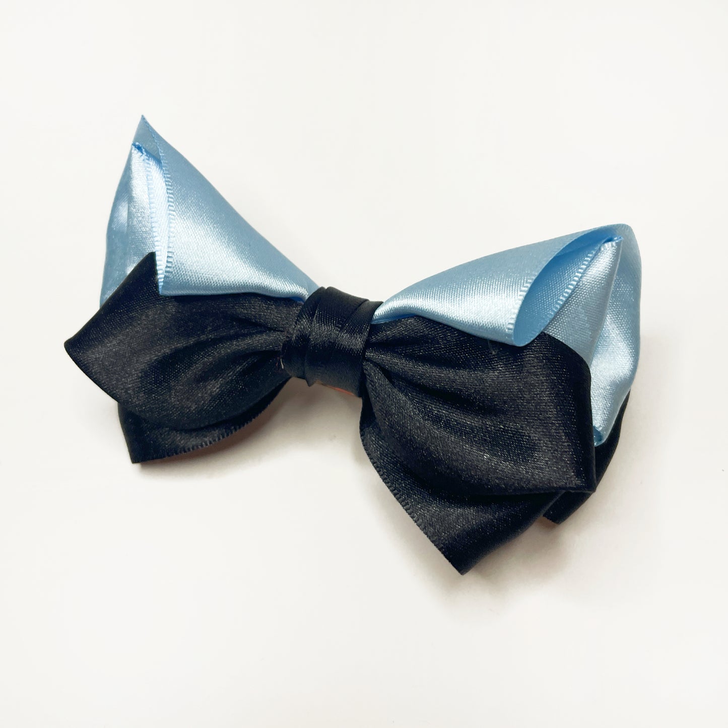 Midnight and Sky – Three-Piece Bow Accessory Set | Pearl-Accented Hair Clip, Satin & Textured Ribbon, Elegant Brooch