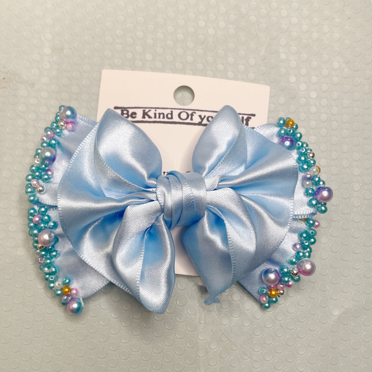 Hand-Embroidered Beaded Bow Hair Clip