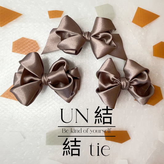 『可客製化』香檳雞尾酒素色緞面花蝴蝶結髮夾 3 Monate