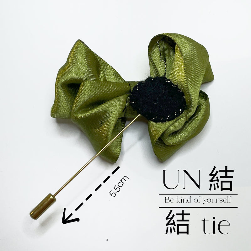 『胸针/别针』手工墨绿色缎面珍珠蝴蝶结别针3色可选