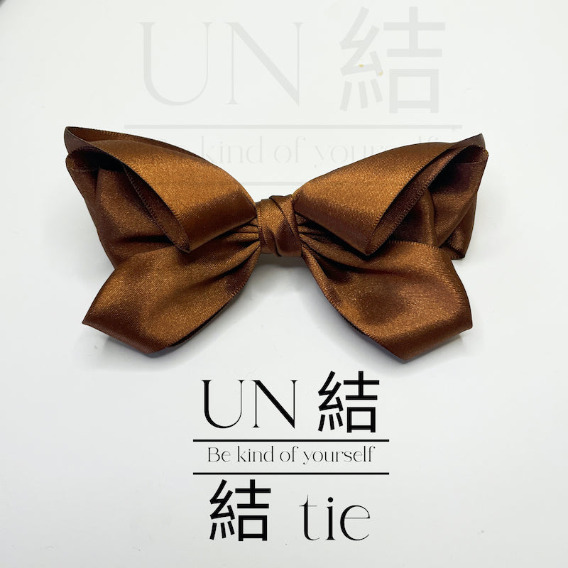 Customizable Handmade Mocha Folded Satin Bow