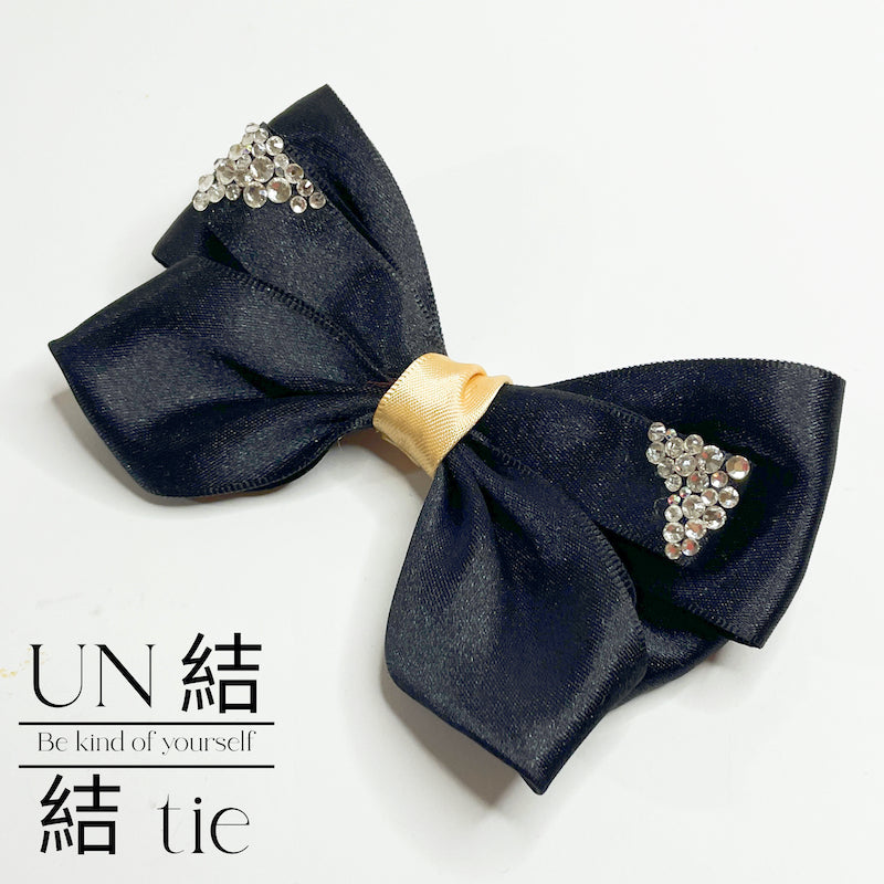 Handmade Layered Snap Hair Clip – Black Rhinestones for Subtle Elegance