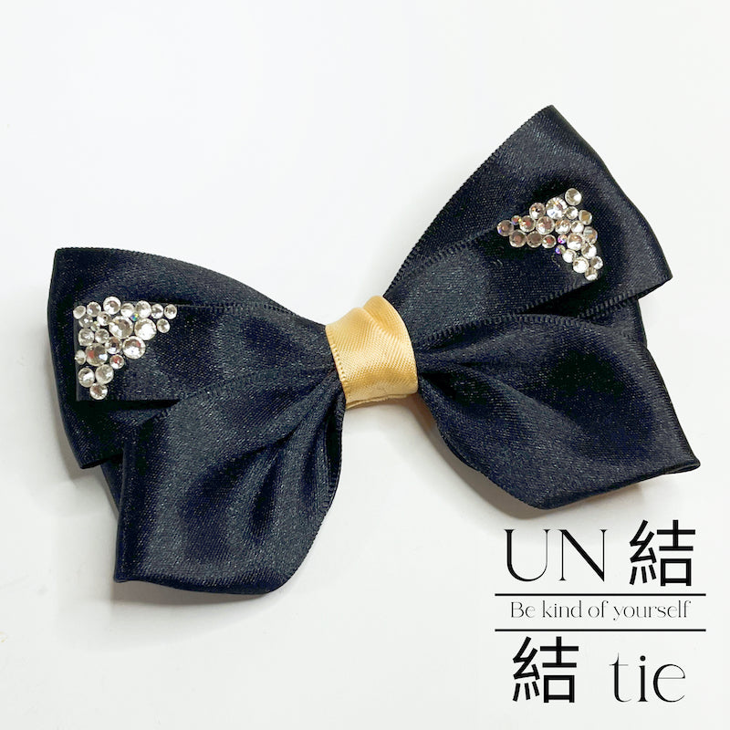 Handmade Layered Snap Hair Clip – Black Rhinestones for Subtle Elegance
