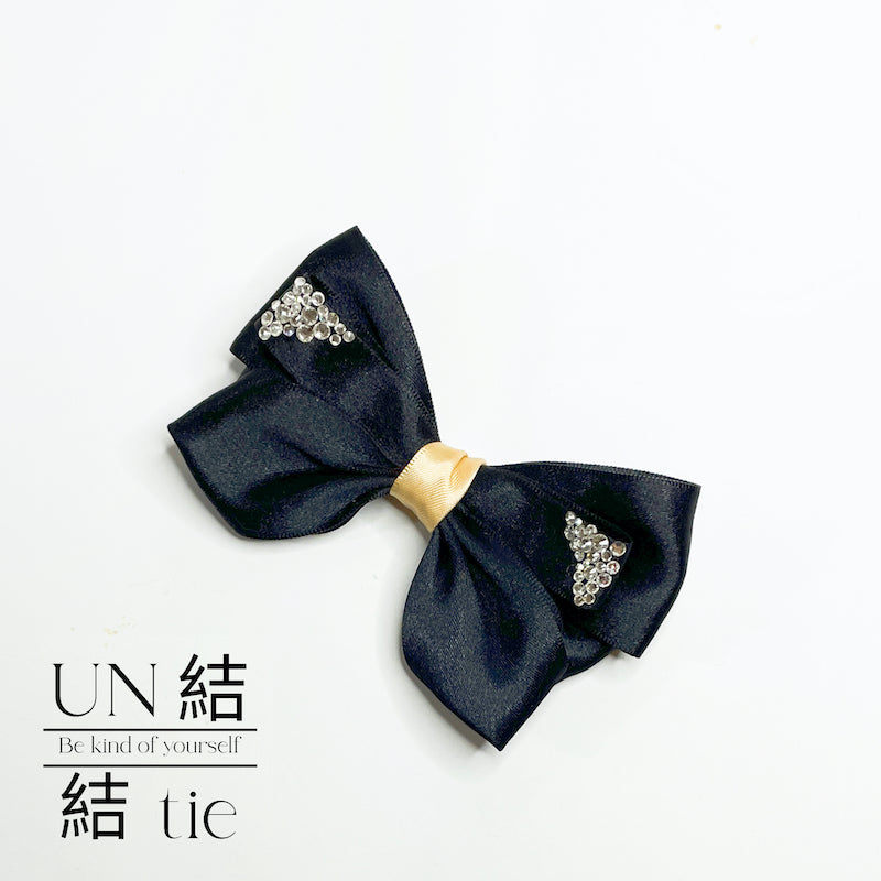 Handmade Layered Snap Hair Clip – Black Rhinestones for Subtle Elegance