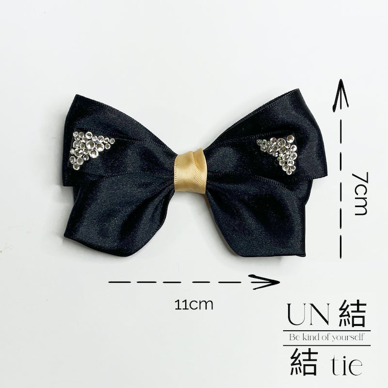 Handmade Layered Snap Hair Clip – Black Rhinestones for Subtle Elegance